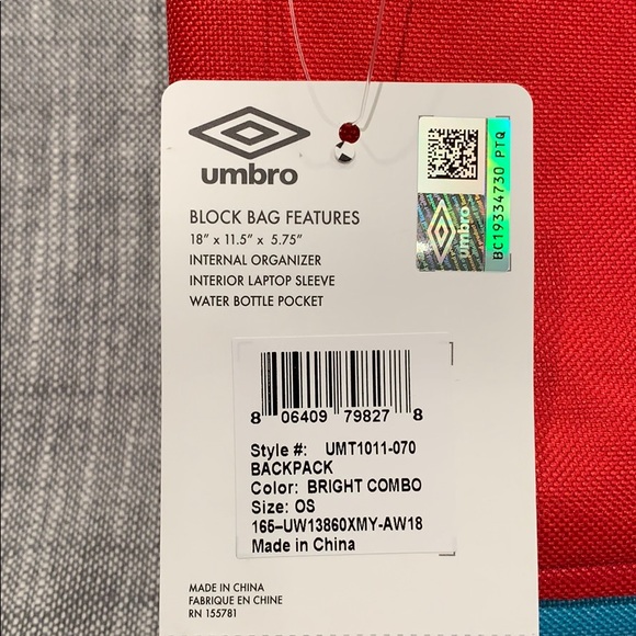 Umbro Retro 18in Colorblock Backpack - Picture 7 of 7